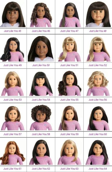 Visual Chart Of Truly Me Dolls American Girl Doll Hairstyles