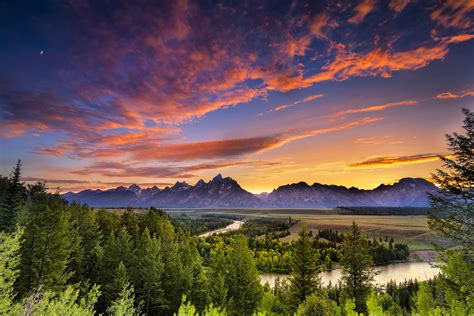 Usa Parks Rivers Forests Sky Scenery Wyoming Grand Teton Clouds Nature