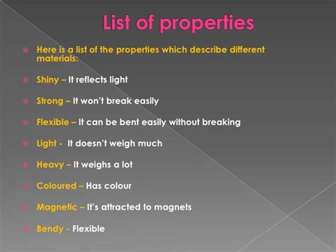 Materials and their properties presentation