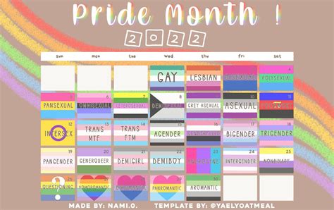 pride month calendar 2022 ୧ 〰 ୨ calendario calendary lgbtq