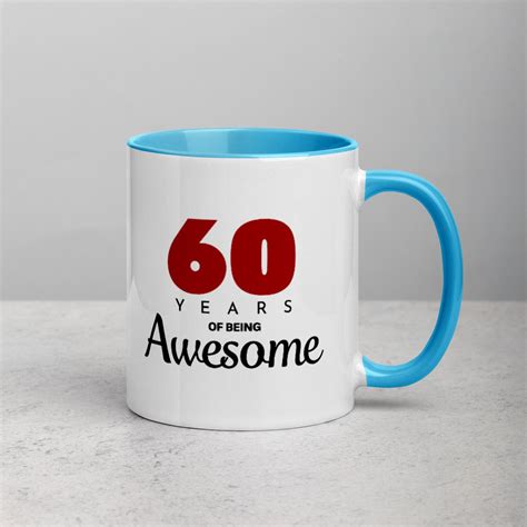 60th Birthday Mug With Color Inside Turning 60 60 Years Old Etsy
