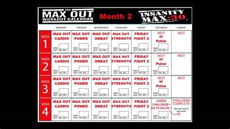 Insanity Max 30 Workout Calendar Month 2 Eoua Blog