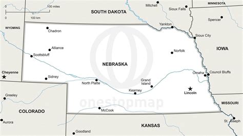 Vector Map Of Nebraska Political One Stop Map