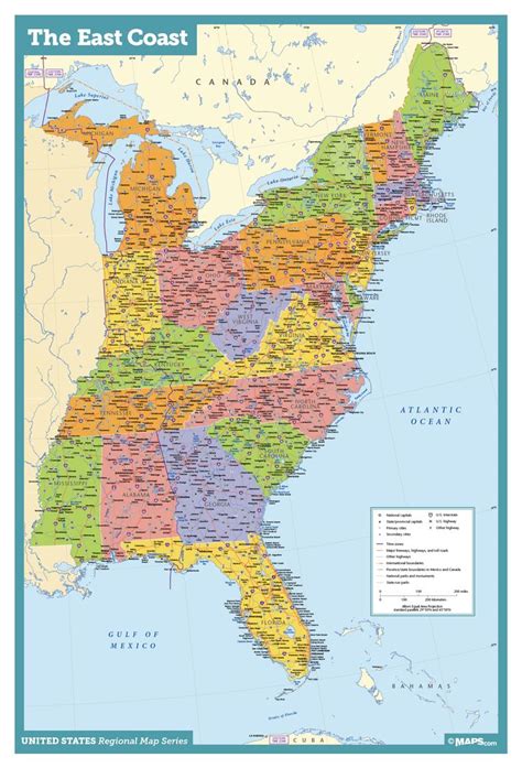 Map Of East Coast Usa States With Cities Map United States
