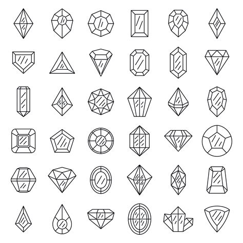 Gemstone Icons Set Outline Style 8881126 Vector Art At Vecteezy