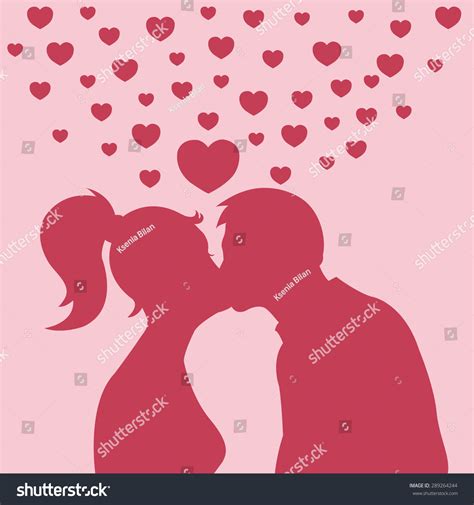 Kissing Couple Silhouette Vector Stock Vector Royalty Free 289264244