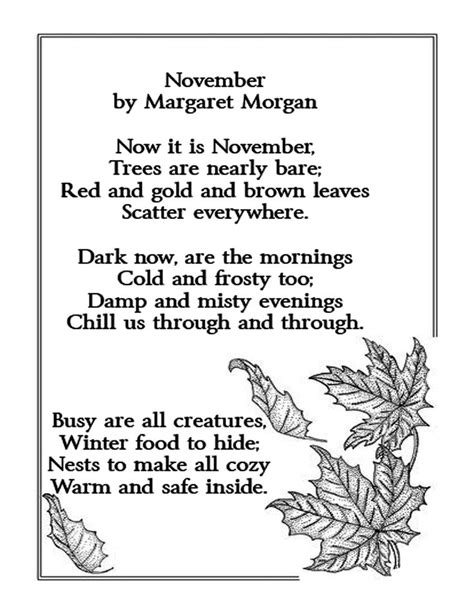November Poetry Small Group Lesson Plan November Quotes Kids Poems