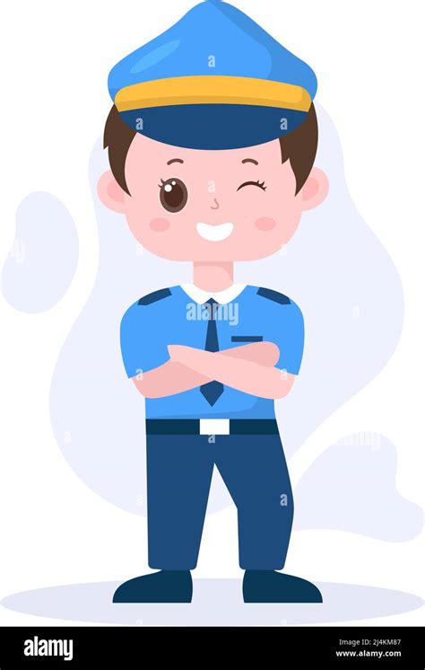Cute Children Police Officer Character Vector Illustration Using