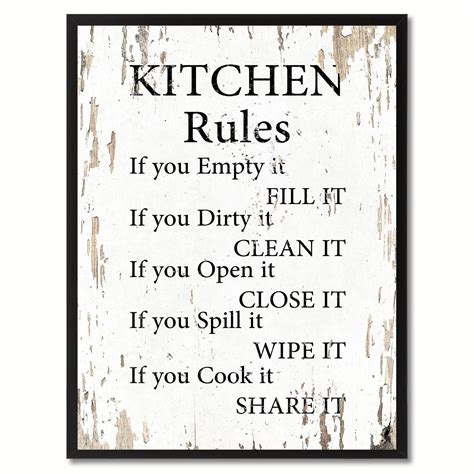 Kitchen Rules Saying Canvas Print Black Picture Frame Home Decor Wall