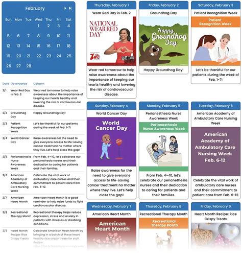 National Health Observance Calendar Biddie Nicolea