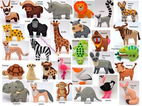 African Safari Animals Felt Toys Ornaments Magnets Etsy