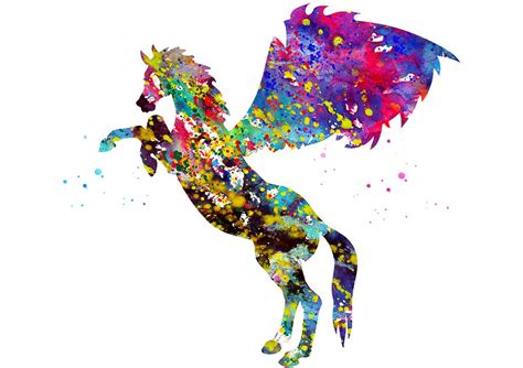 Pegasus Colorful Digital Art By Erzebet S