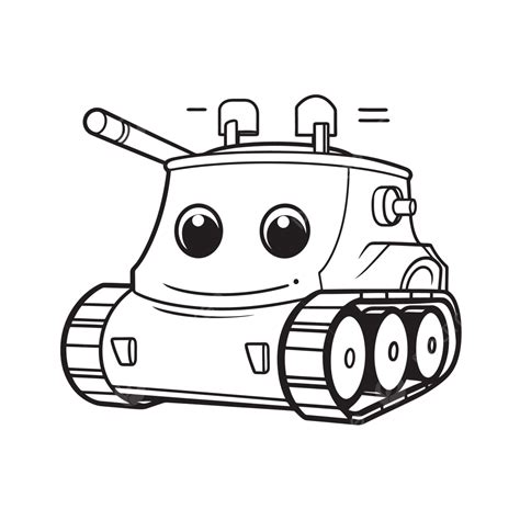Cute Cartoon Tank Coloring Page Outline Sketch Drawing Vector Car