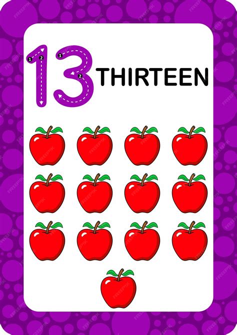 Карточки с числами число тринадцать обучающая математическая карточка