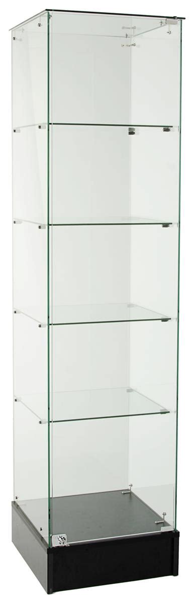 Retail Tower Display Case Frameless Showcase With Tempered Glass
