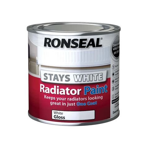 Ronseal Stay White Radiator Paint White Gloss Various Sizes Available