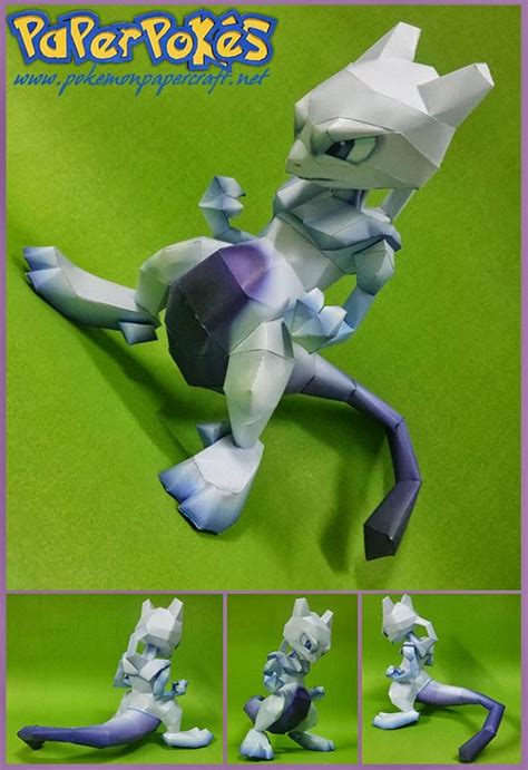 Pokemon Mewtwo Paper Model Paperkraft Net Free Papercraft Paper