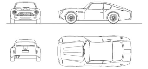 Aston Martin Car Front Viewback Side Viewplan Of Car Design Dwg File