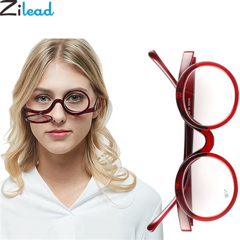 zilead rotating magnifying makeup reading glasses for women folding clamshell cosmetic