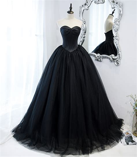 Black Tulle Long Ball Gown Dress Black Evening Gown · Little Cute