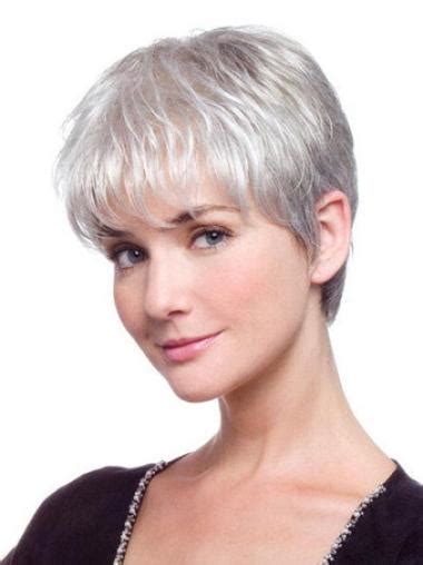 Comfortable Lace Front Short Synthetic Grey Wigs Grey Wigs For Women