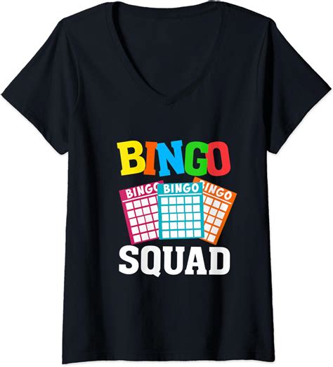 Womens Bingo Squad Funny Bingo Lover T Idea V Neck T Shirt Amazon