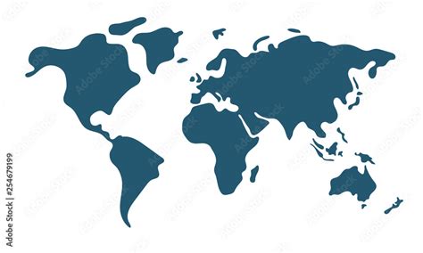 Vecteur Stock Simple World Map In Flat Style Isolated On White