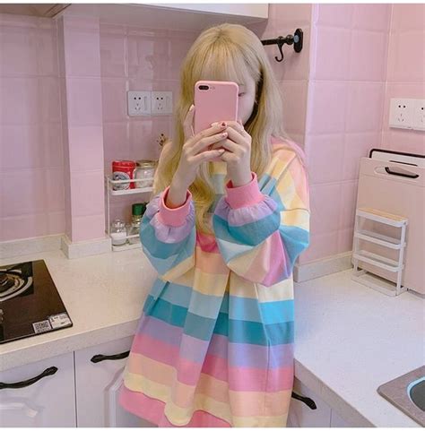Pastel Rainbow Long Sleeved T Shirt In 2021 Harajuku Outfits Spring