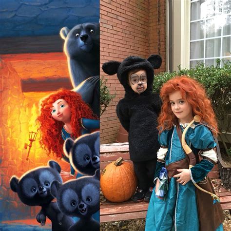 Handmade Girls Merida Brave Disney Costume And Little Brother Bear