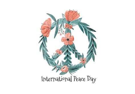 Watercolor Peace Symbol Building With Leaves And Flowers 158522 Vector