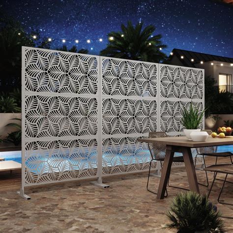 ALAULM 3 Pcs Privacy Screen Outdoor Metal Privacy Screen With Stand