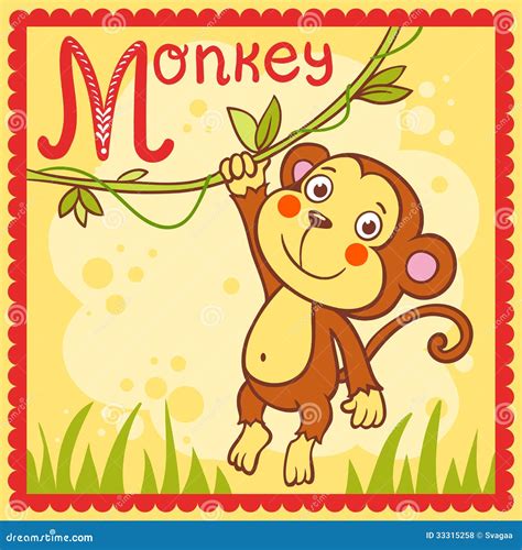 Illustrated Alphabet Letter M And Monkey Stock Vector Illustration