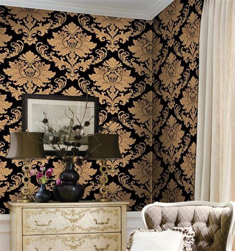 3d Damask Luxury Gold Damask Wallpapers European Vinyl Textured Wall