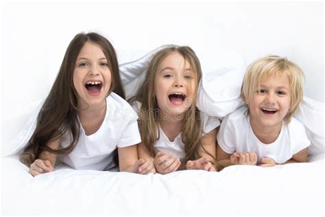Three Children Waking Up Stock Photo Image Of Cute Wake 87769478