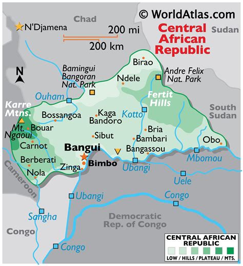 Central African Republic Large Color Map