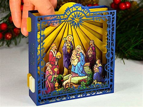 Christmas Pop Up Card Greeting Card Nativity Scene Origami Etsy