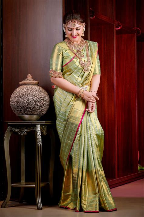 Kanchipuram Saree Is A Popular Bridal Ensemble In Southern India The