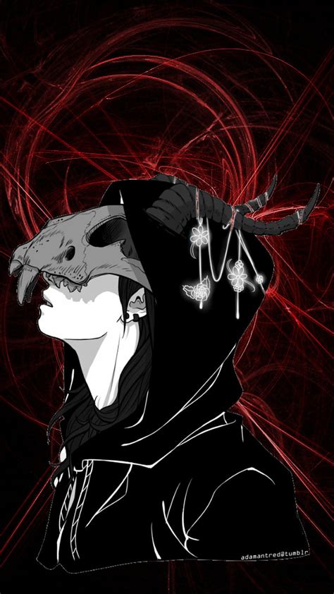 1366x768px 720p Free Download Skull Anime Boy Black Death Red Hd