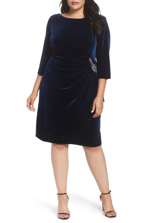 Alex Evenings Embellished Faux Wrap Velvet Dress Plus Size Plus Size