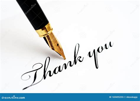 Fountain Pen On Thank You Stock Image Image Of Handwriting 169495255