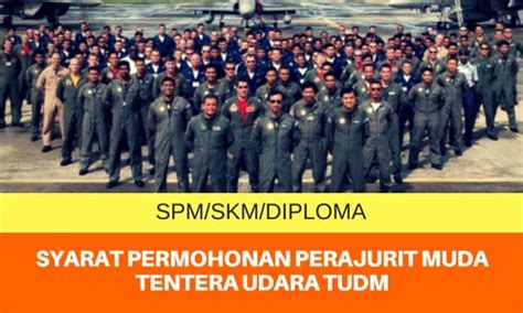 Berikut dikongsikan adalah pengambilan perajurit muda tentera udara diraha malaysia 2020 termasuk memaparkan tarikh, syarat keterangan lanjut : Syarat Permohonan Perajurit Muda Tentera Udara TUDM ...