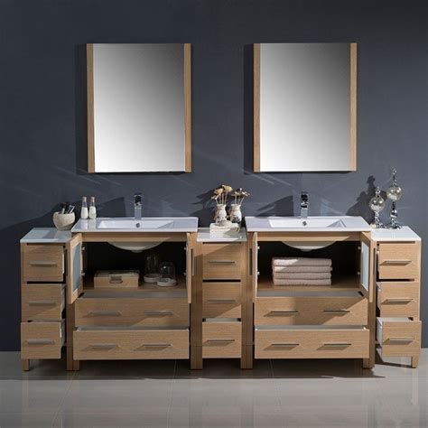 96 inch bathroom vanity are very popular among interior decor enthusiasts as they allow for an added aesthetic appeal to the overall vibe of a property. Fresca FVN62-96LO-UNS Torino 96 Inch Light Oak Modern ...