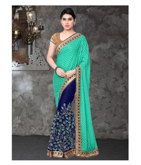 sareeshop designer sarees green and blue georgette saree buy sareeshop designer sarees green