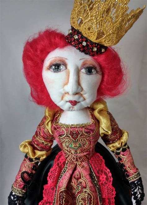 art doll queen of hearts an ooak cloth art doll etsy