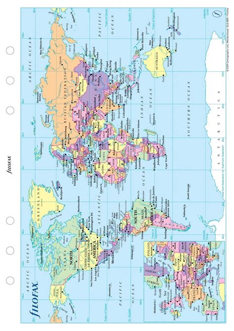 A Large Map Of The World With Countries And Major Cities In Each