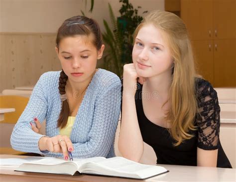 Female Students Are Engaged In The Classroom Stock Image Image Of