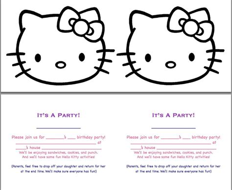 Printable Hello Kitty Birthday Invitations