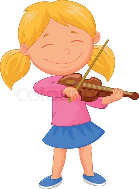 Little Girl Cartoon Playing Violin Stock Vector Colourbox