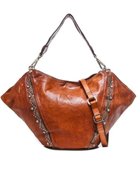 Campomaggi Embellished Leather Medium Shoulder Bag In Brown Lyst