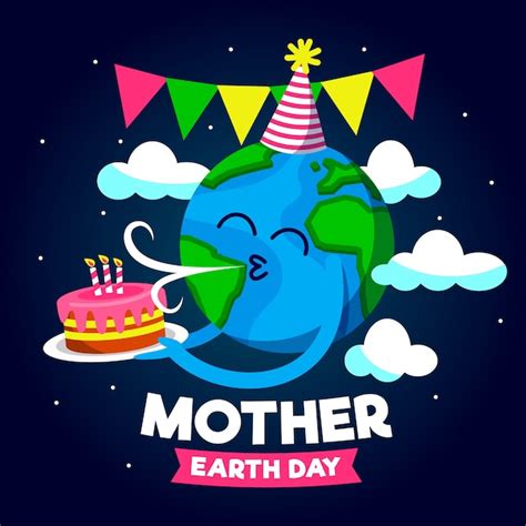 Mãe Terra Dia Feliz Aniversário Planeta Vetor Grátis